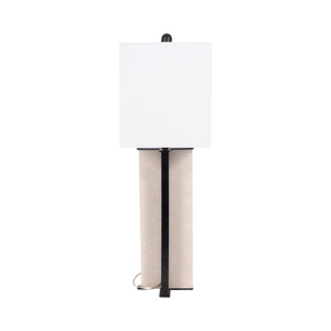 Metal 28" Pillar Table Lamp, Black/white