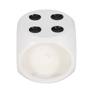 4" 9 Oz Tobacco Dice Candle, White/black