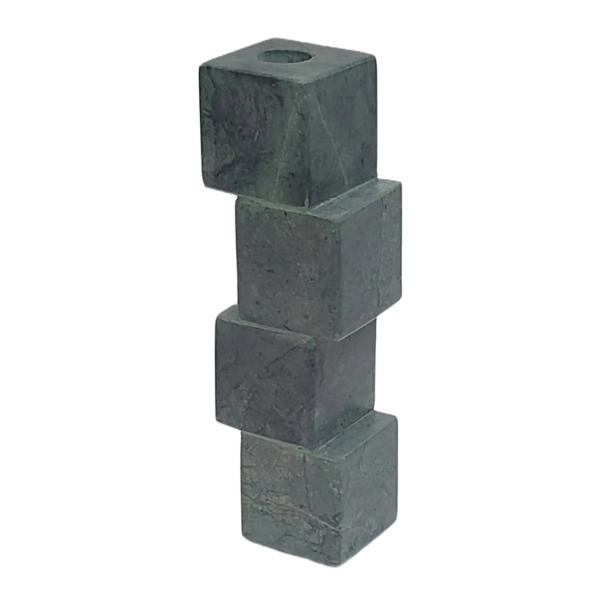 8x3" Stacked Cube Marble Taper Holder, Green
