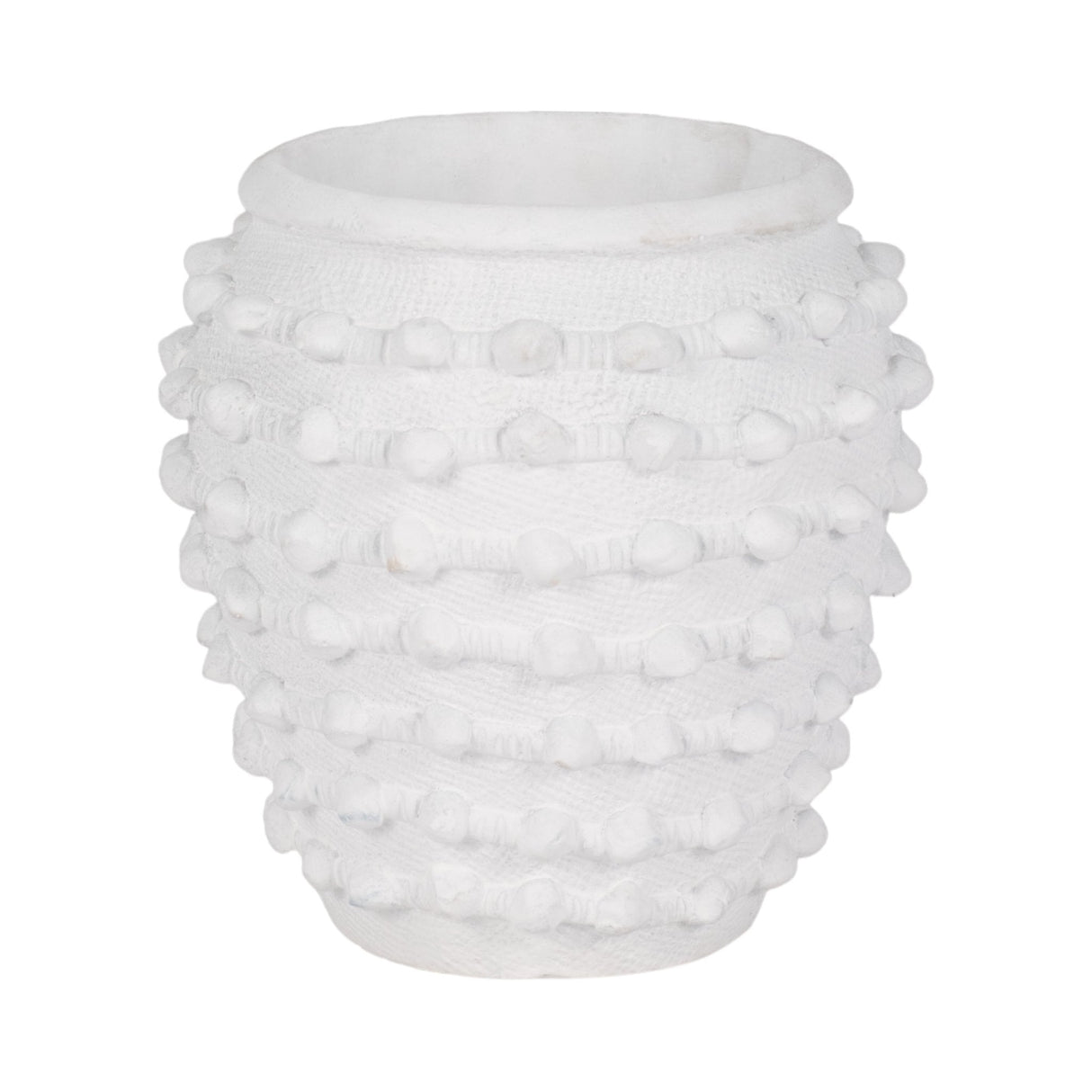 9" Woven Knot Planter, White