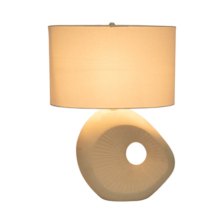 26" Ceramic Table Lamp With Shade, Beige