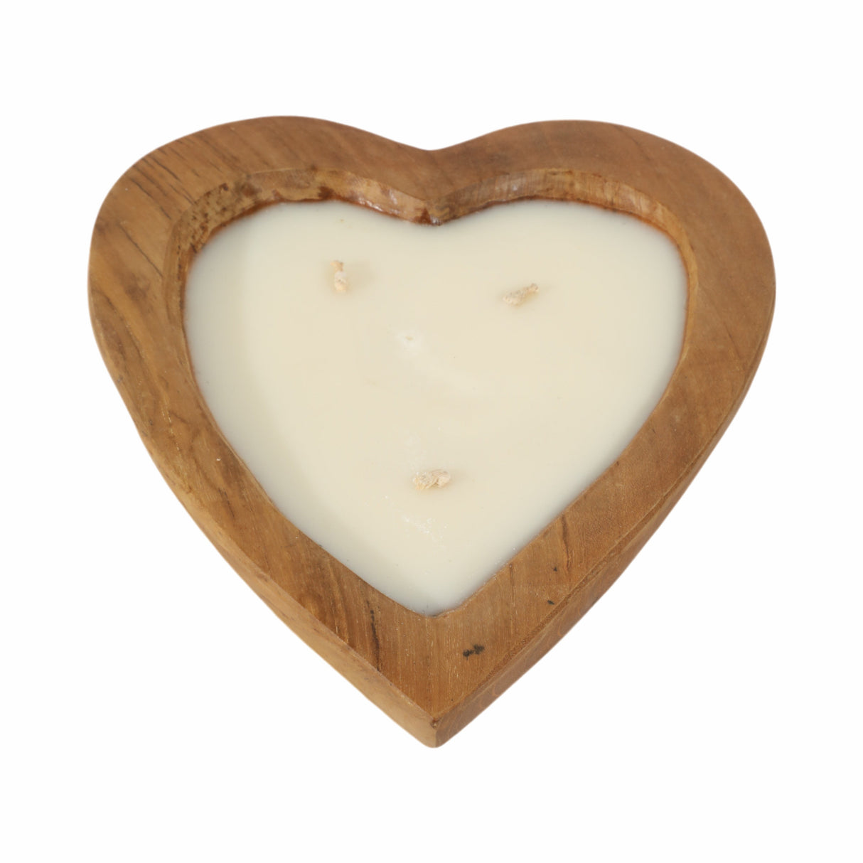 TEAK, 30" HEART BOWL CANDLE, NATURAL