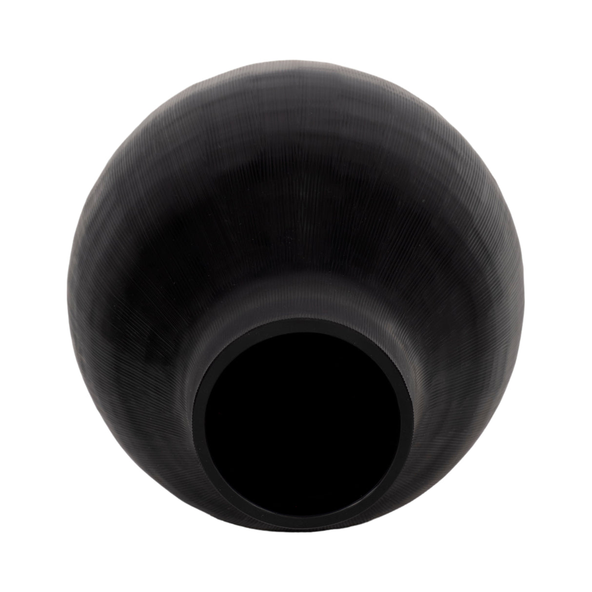 12" Etched Lines Rough Cut Bottom Vase, Black