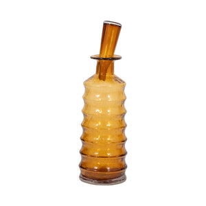 18" Clarimond Ridged Amber Glass Bottle