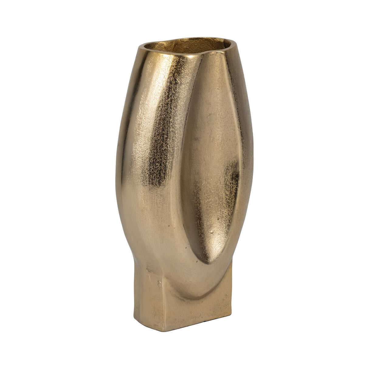 12" Nadia Metal Oval Vase, Gold