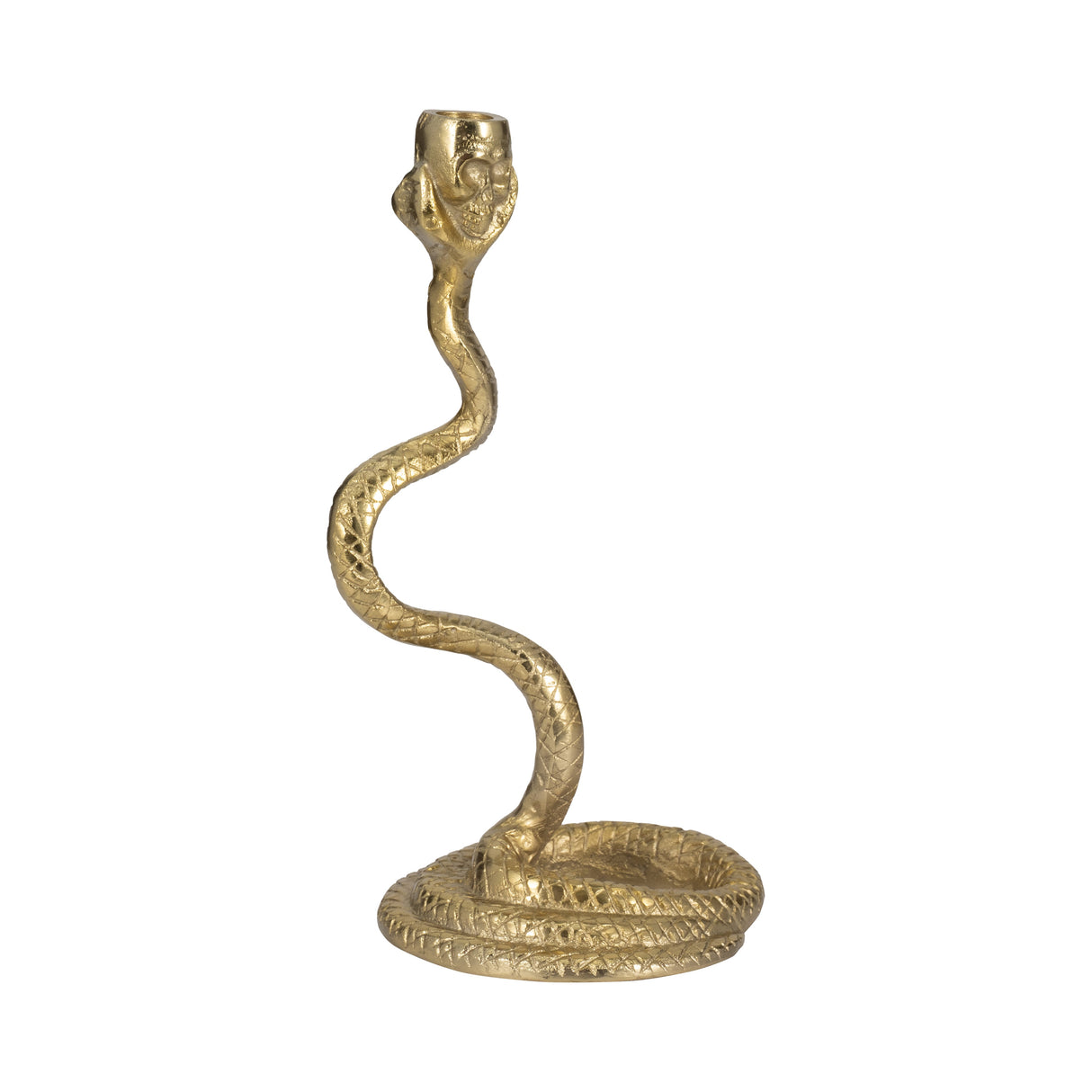 13" Snake Taper Candle Holder, Gold