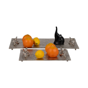 S/2 14/21" Rada Silver Link Trays