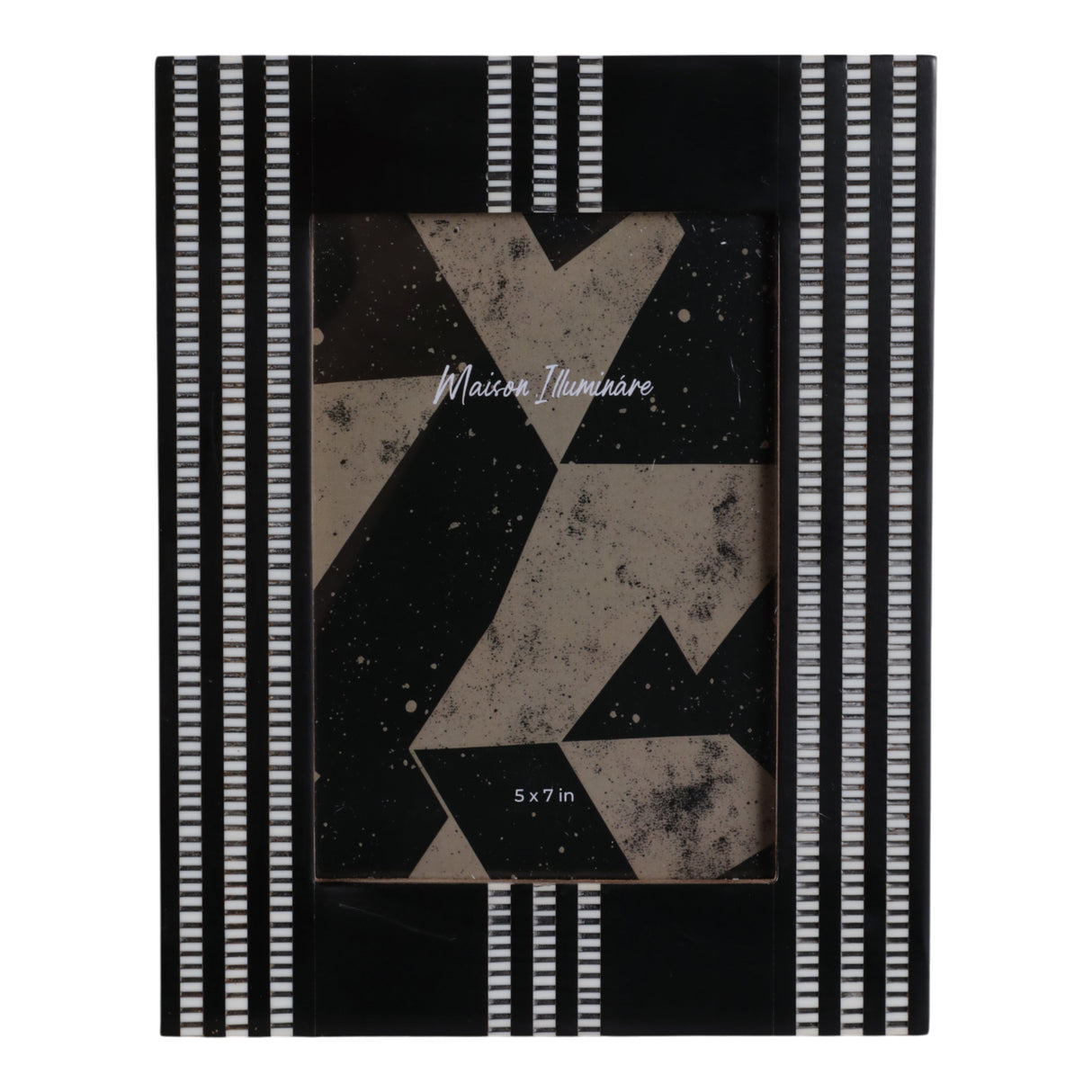 5x7 Ridged Stripes Photo Frame, Black/ivory