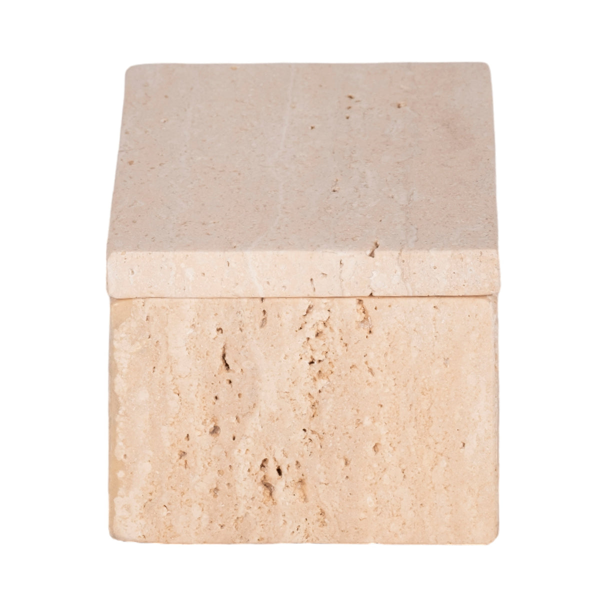 6" Travertine Box, Tan