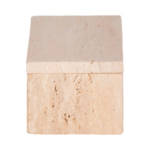 6" Travertine Box, Tan