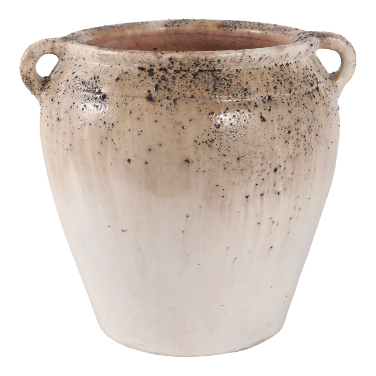 11x10" Textured Terracotta 2-handle Vase,ivry/brwn