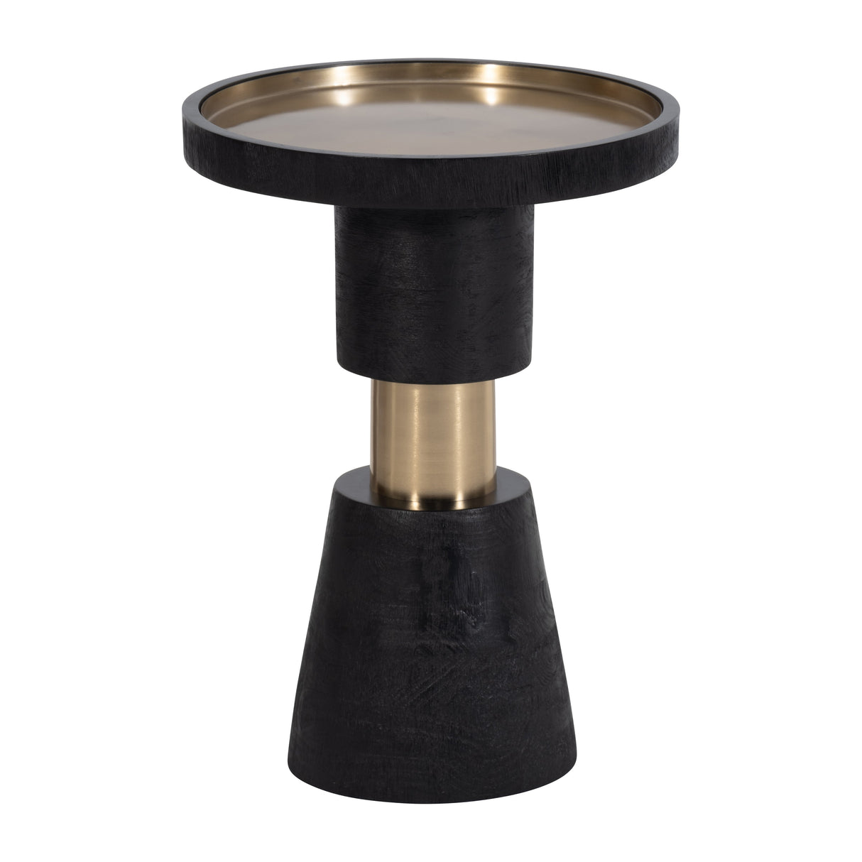 21" METAL ROUND SIDE TABLE, BLACK & GOLD