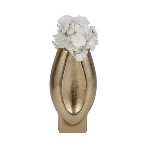 12" Nadia Metal Oval Vase, Gold