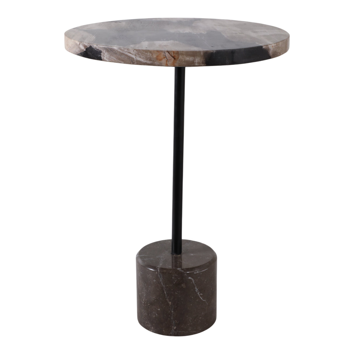 21x15" Petrified Wood Accent Table, Black/ Tan