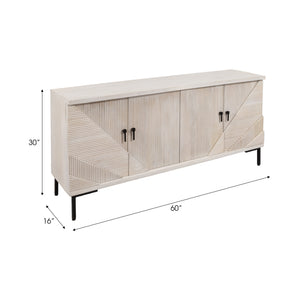 60" Harlow Carved Wood Sideboard, White Washed