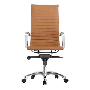 STUDIO OFFICE CHAIR HIGH BACK TAN VEGAN LEATHER