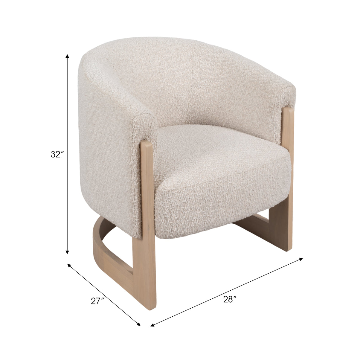 32" Kaiser Accent Chair, Ivory