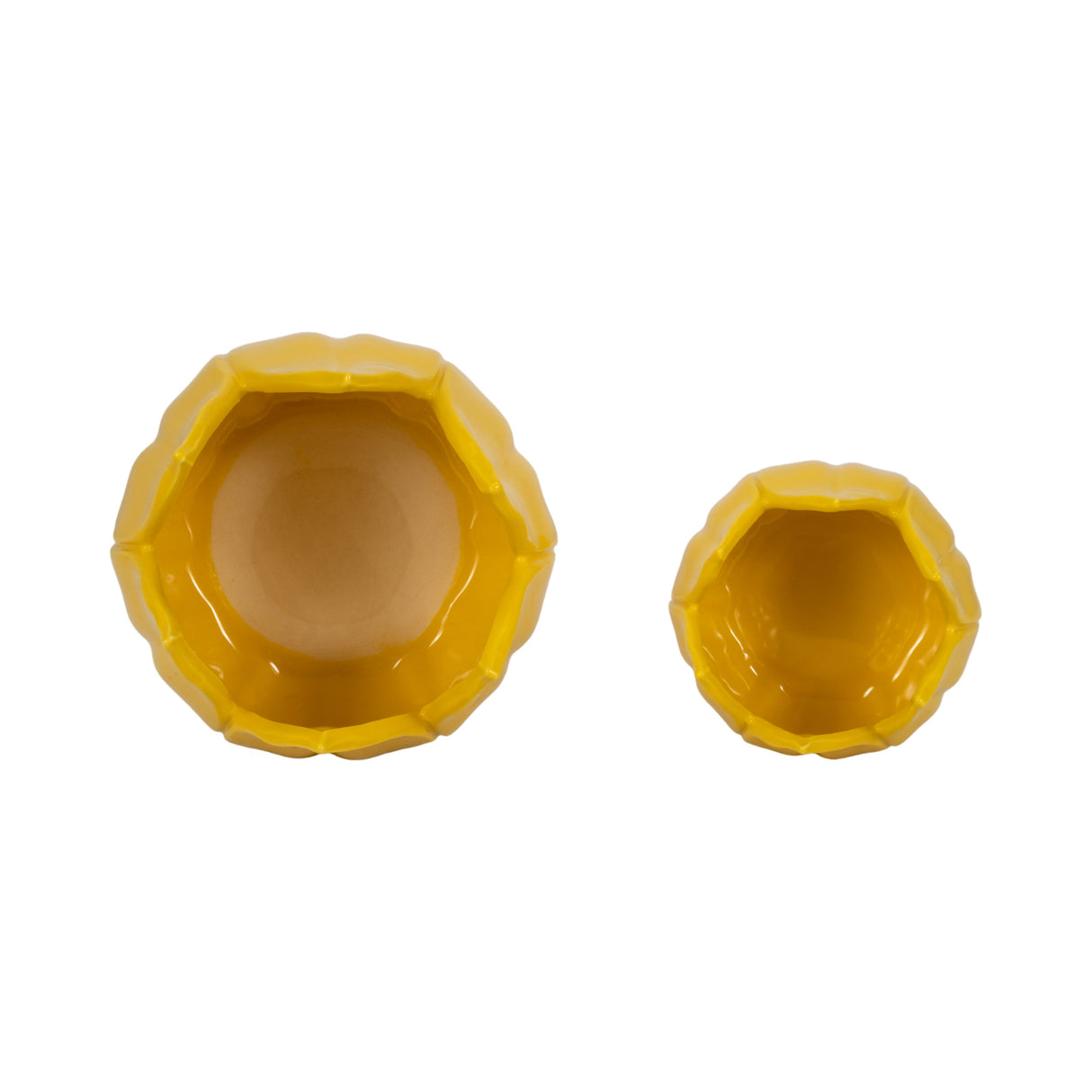 S/2 5/8" Petal Planters, Yellow