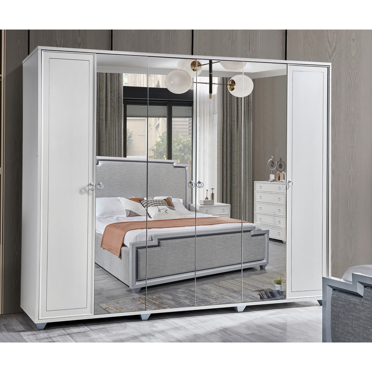 Off-White Feather Bedroom Set