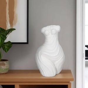 16" Curvy Ribbed Sculpture, White