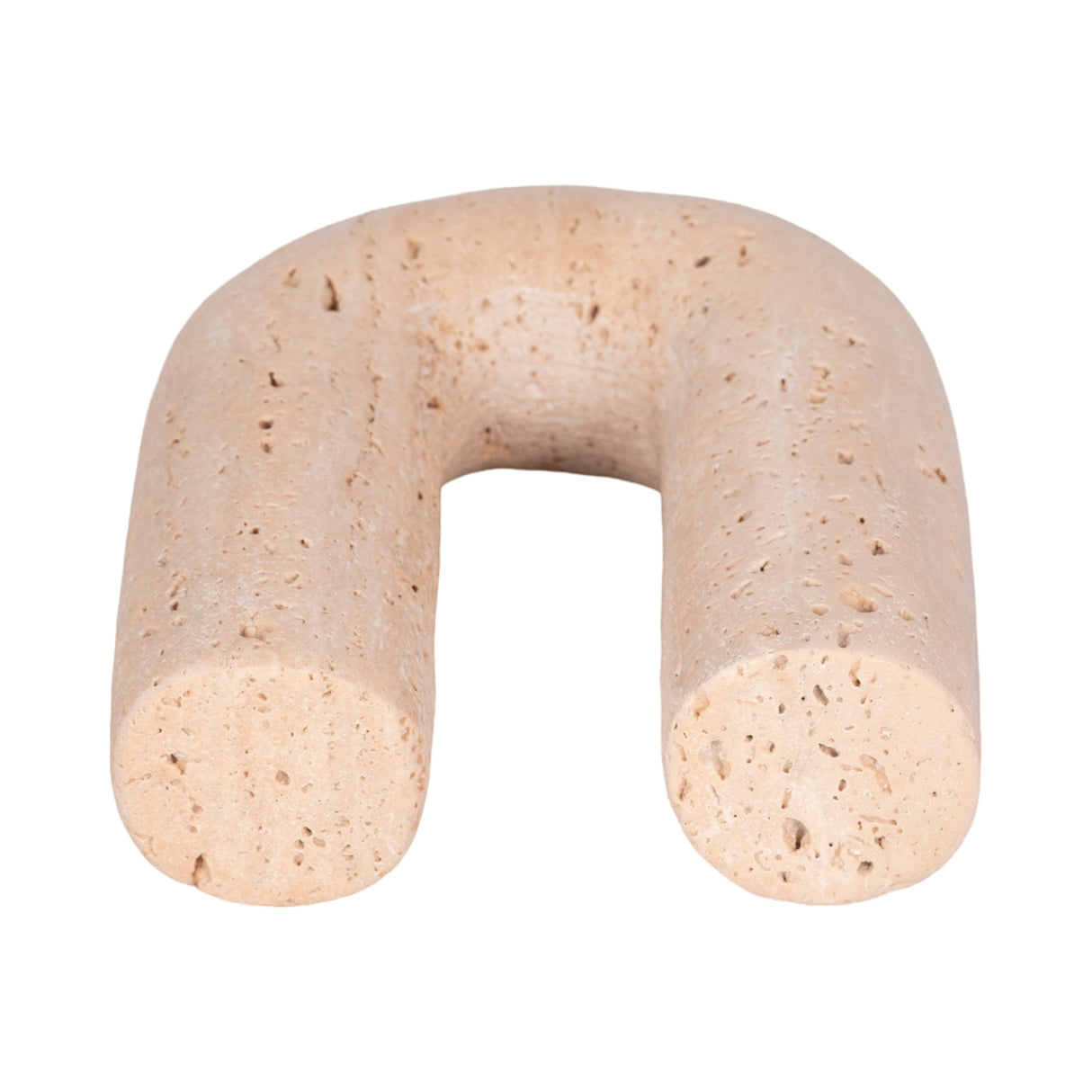 6" Rounded Travertine Arch Object, Tan