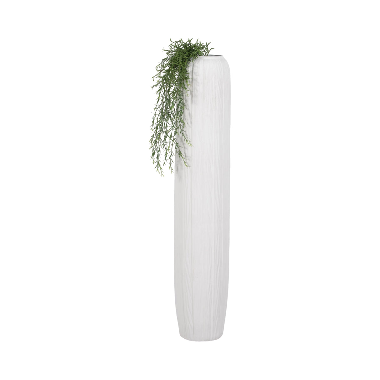 48" Rough Cylinder Floor Vase, White