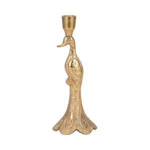 10" Peacock Taper Candle Holder, Gold