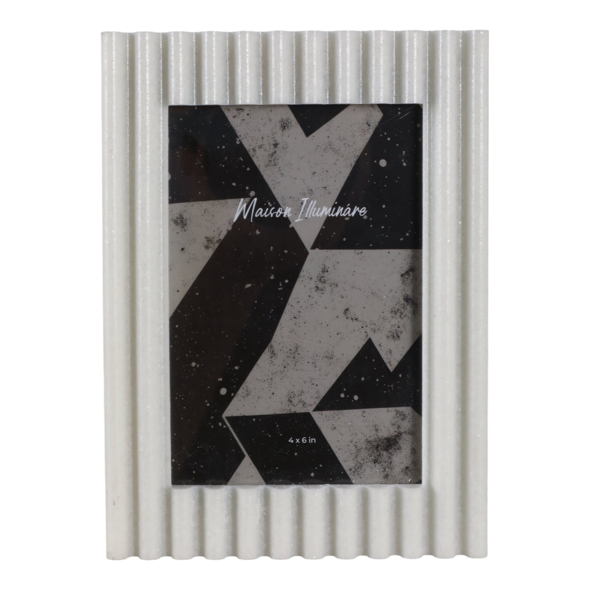 4x6" Ridged Quartz Resin Photo Frame, White