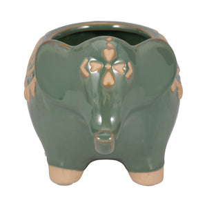 7" Elephant Planter, Green