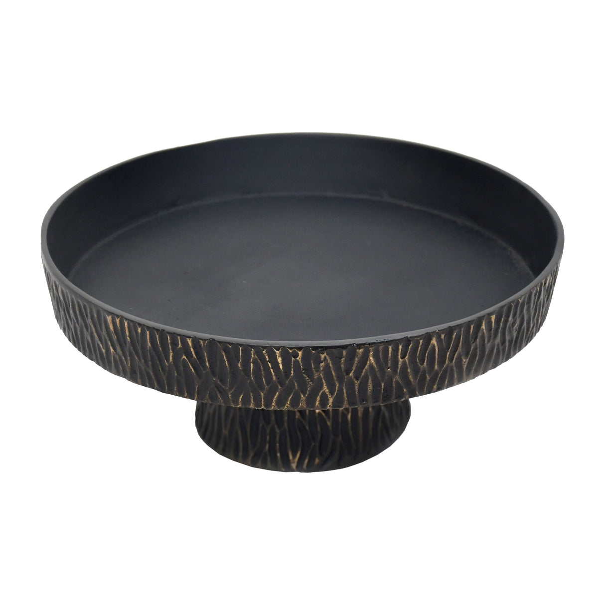 14" Cali Metal Pedestal Tray, Black