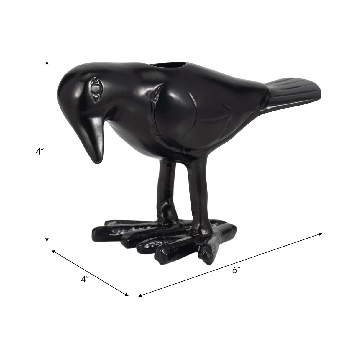 6" Crow Taper Candle Holder, Black