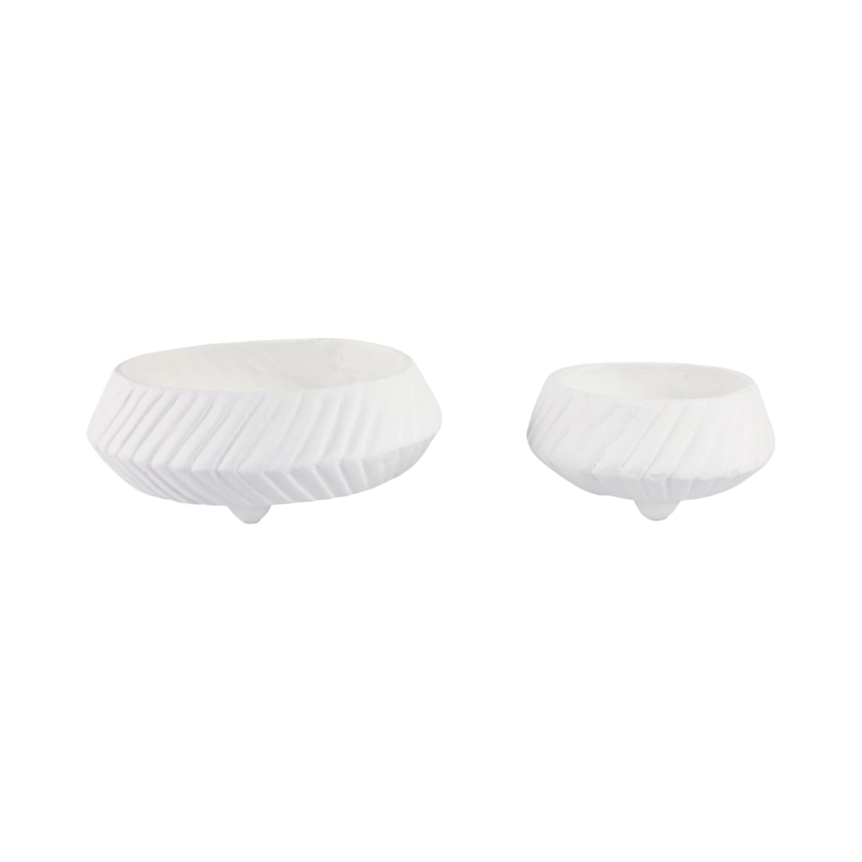 S/2 11/15" TAPERED ECOMIX BOWLS WITH LINES, WHITE