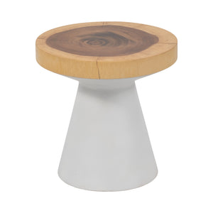 Wood, 16" Accent Table With White Base, Natural/wh