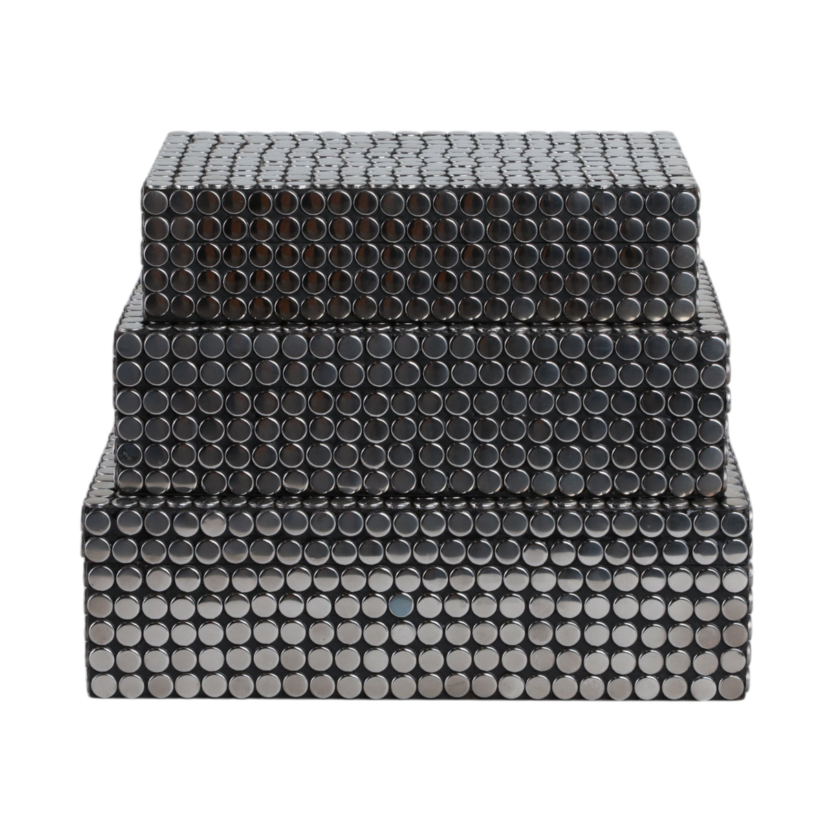 S/3 10/11/12" Studded Boxes, Black