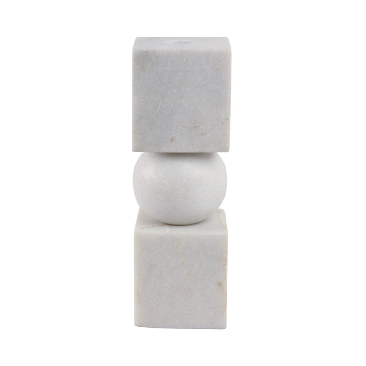 9x3" Chunky Marble Taper Holder, White