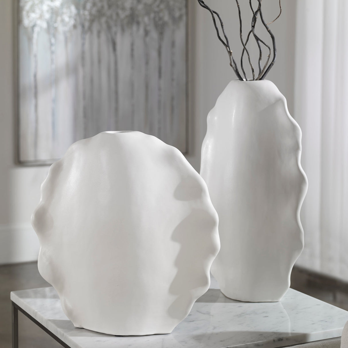 Ruffled Feathers Vases, S/2