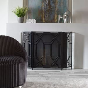 Rosen Fireplace Screen, Black