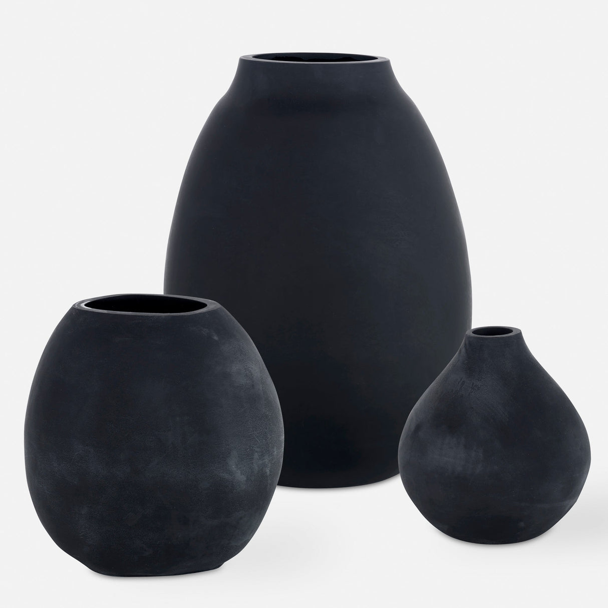 Uttermost Hearth Matte Black Vases, Set/3