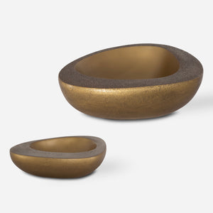 Ovate Brass Bowls, Set Of 2