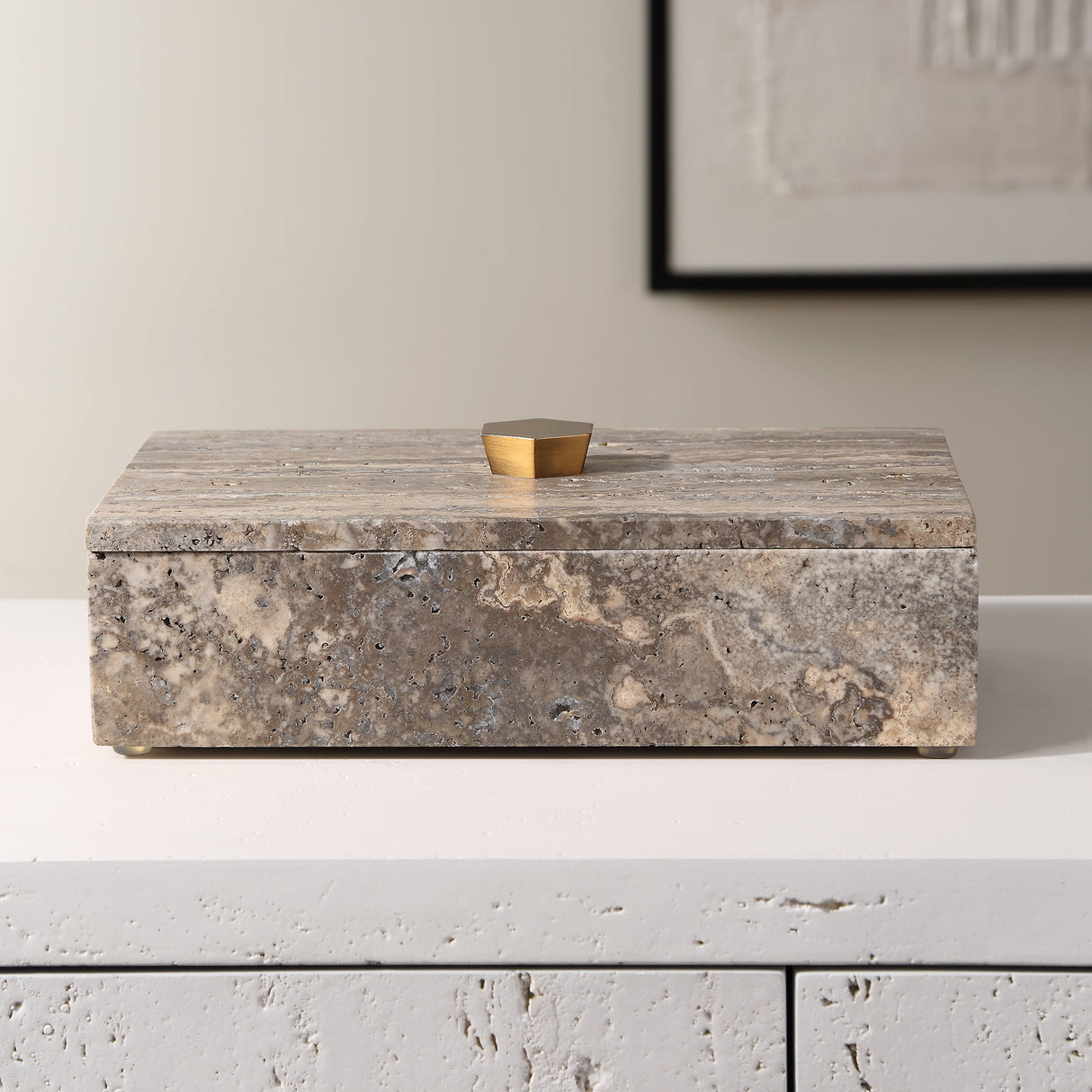 Griseus Travertine Stone Box