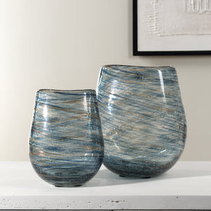 Aurora Swirl Glass Vases, S/2