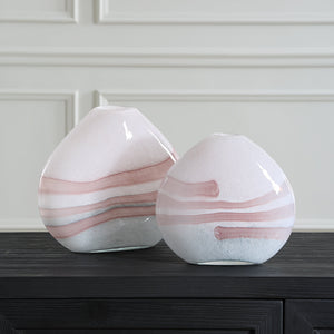 Blush Swirl Glass Vases, S/2