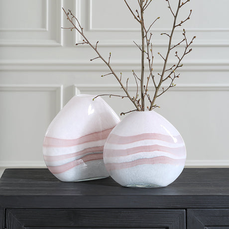 Blush Swirl Glass Vases, S/2