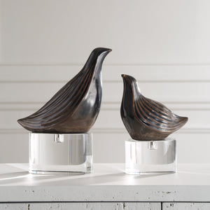 Nesting Bird Gray Sculptures, S/2