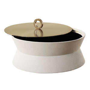 Luxe White Shagreen Round Box