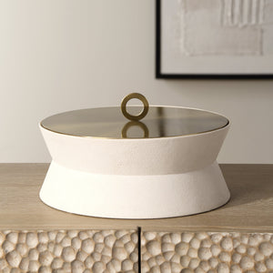 Luxe White Shagreen Round Box