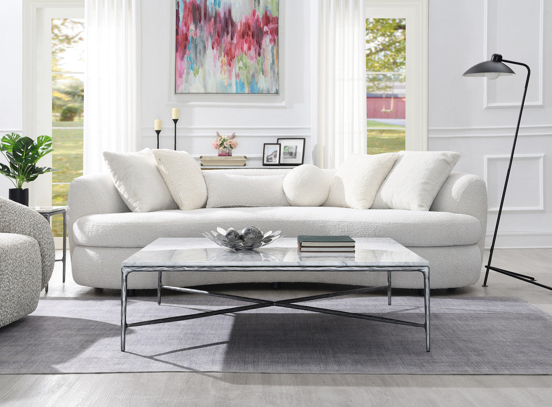 Square Gold Coffee Table with Marble Top