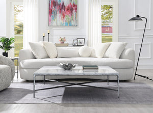 Square Gold Coffee Table with Marble Top