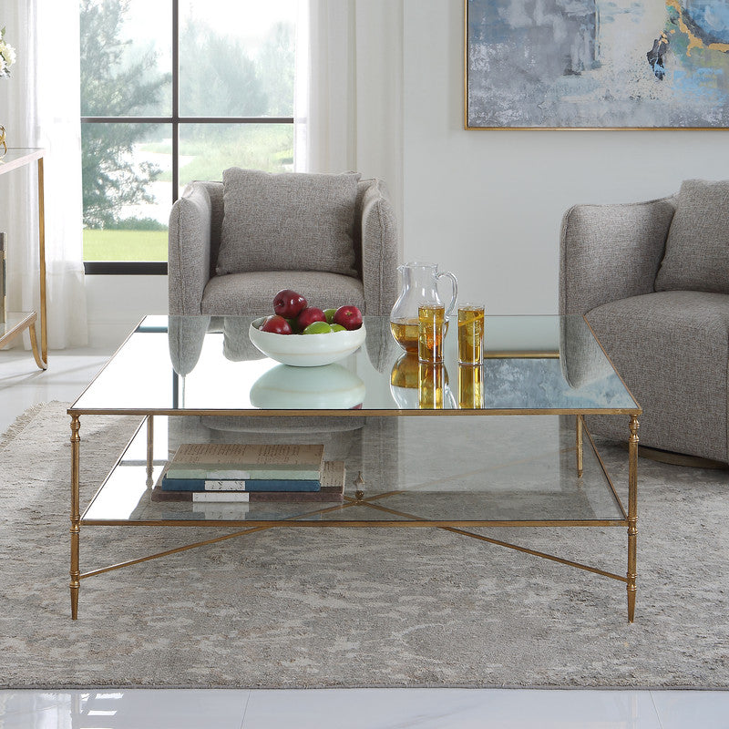 Henzler 91 W x 48 H x 91 D Square Coffee Table with Mirror Top