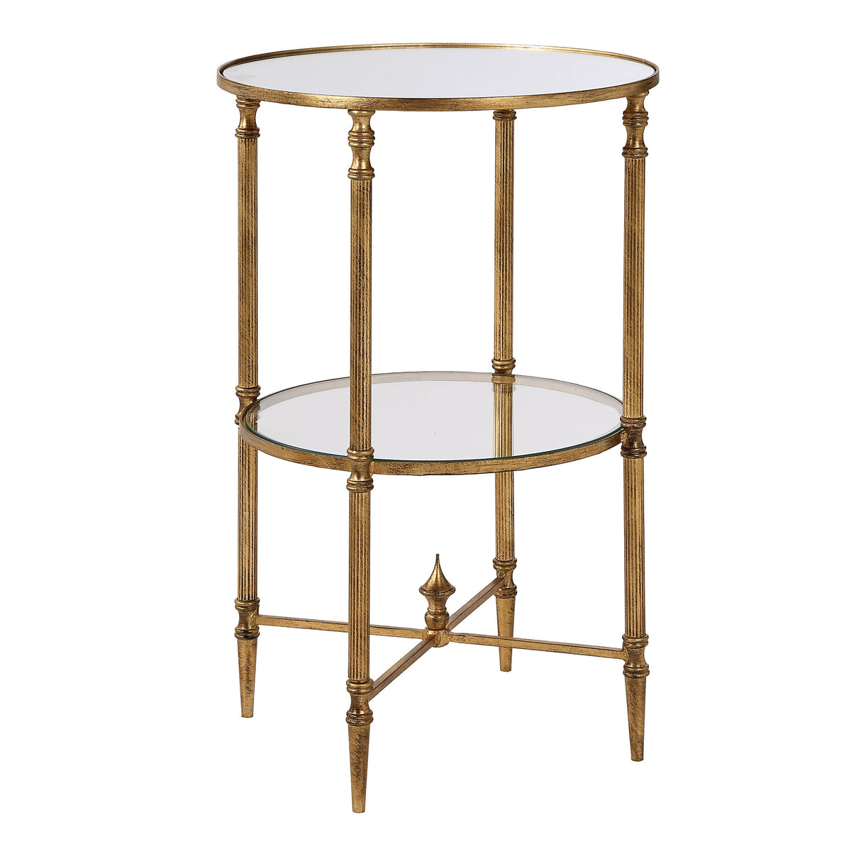 Henzler 40 W x 63 H x 40 D Gold Round Accent Table with Mirror Top
